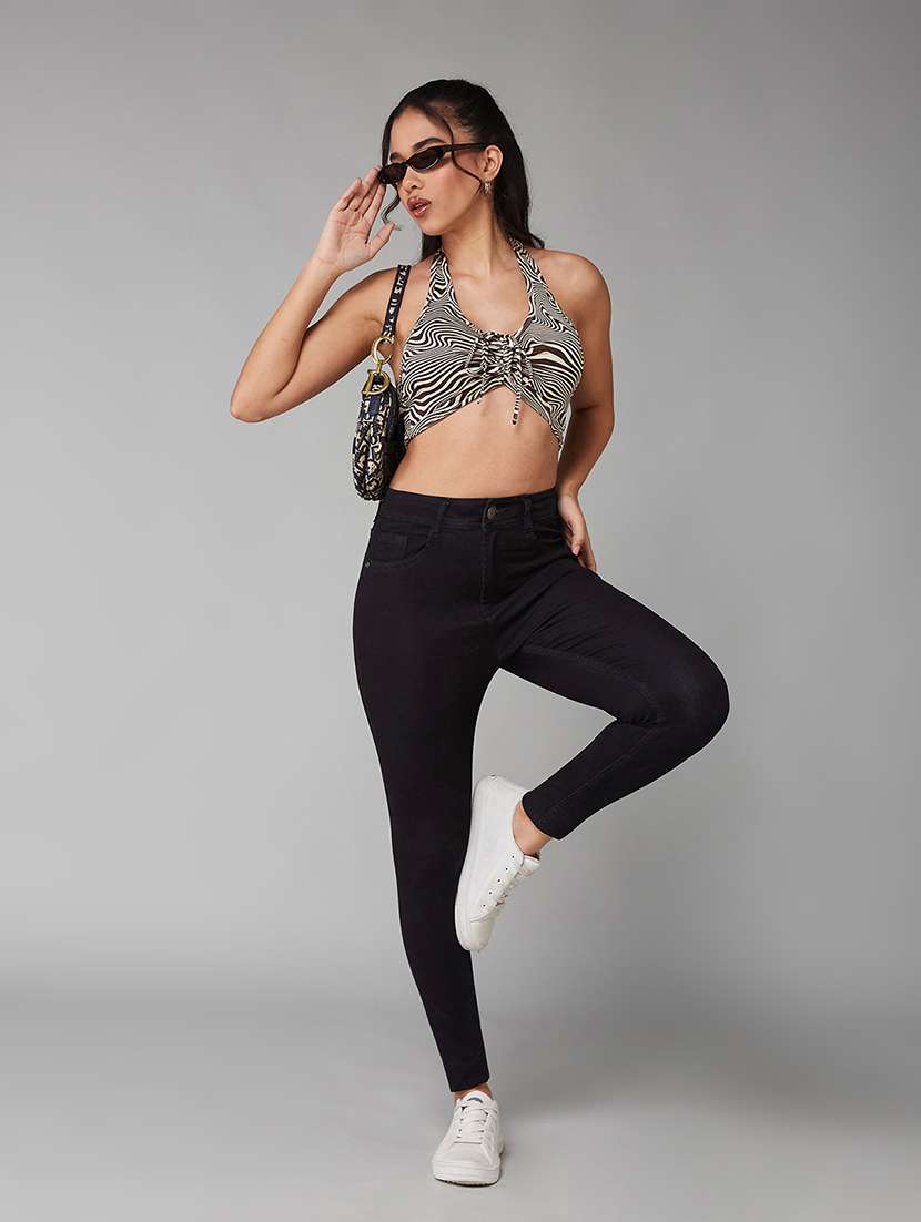 women solid high rise skinny jeans - 22402282 -  Standard Image - 4