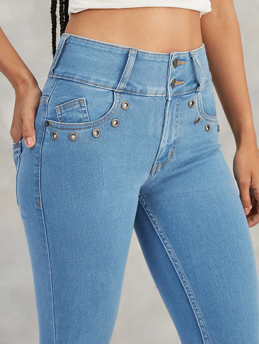 women solid high rise skinny jeans - 22402284 -  Standard Image - 1