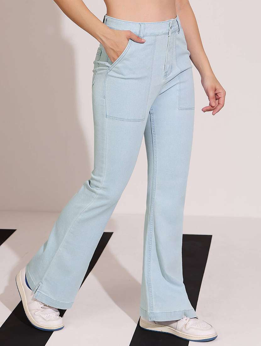 women solid high rise bootcut jean - 22402292 -  Standard Image - 1