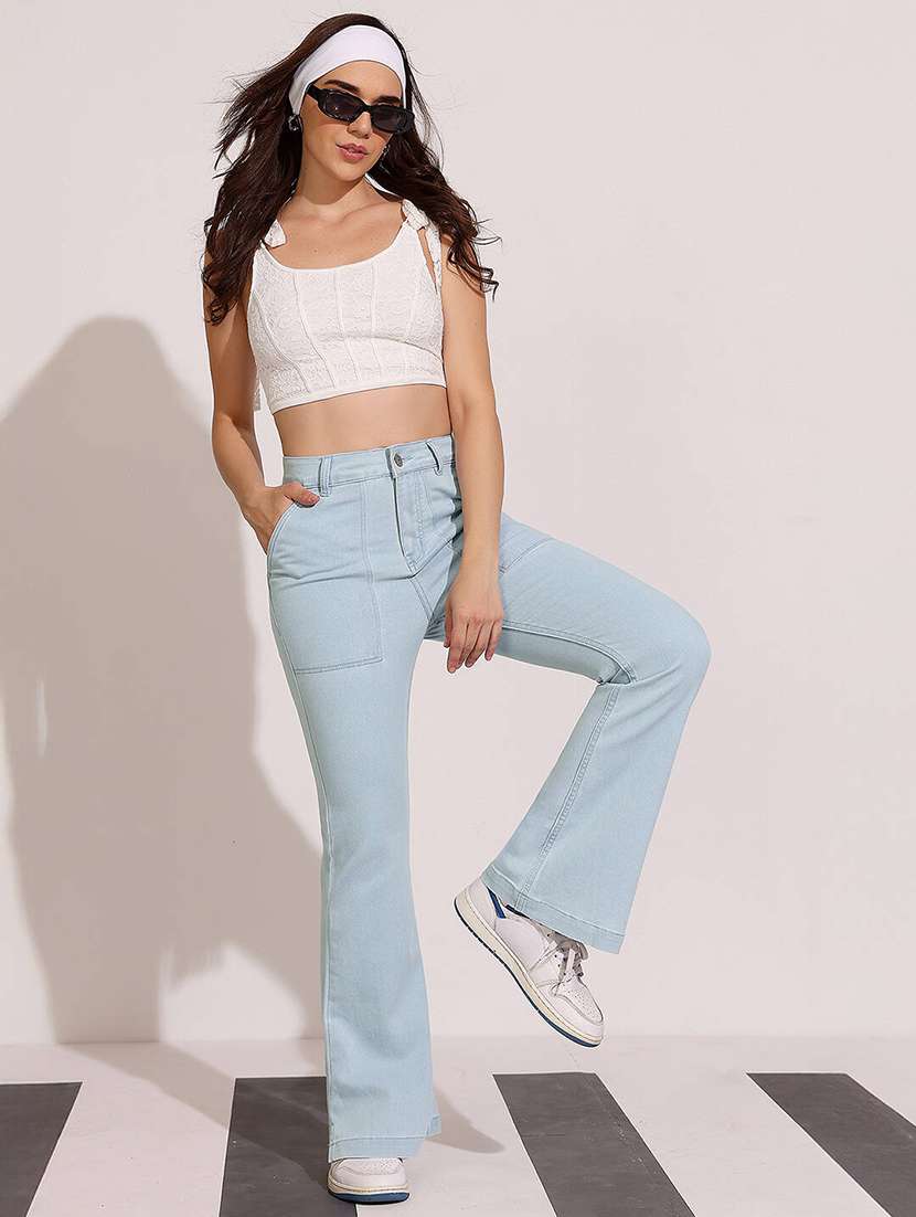 women solid high rise bootcut jean - 22402292 -  Standard Image - 4