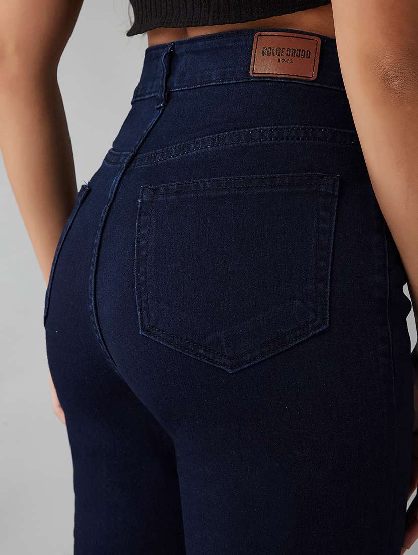 women patched high rise bootcut jeans - 22402294 -  Standard Image - 1