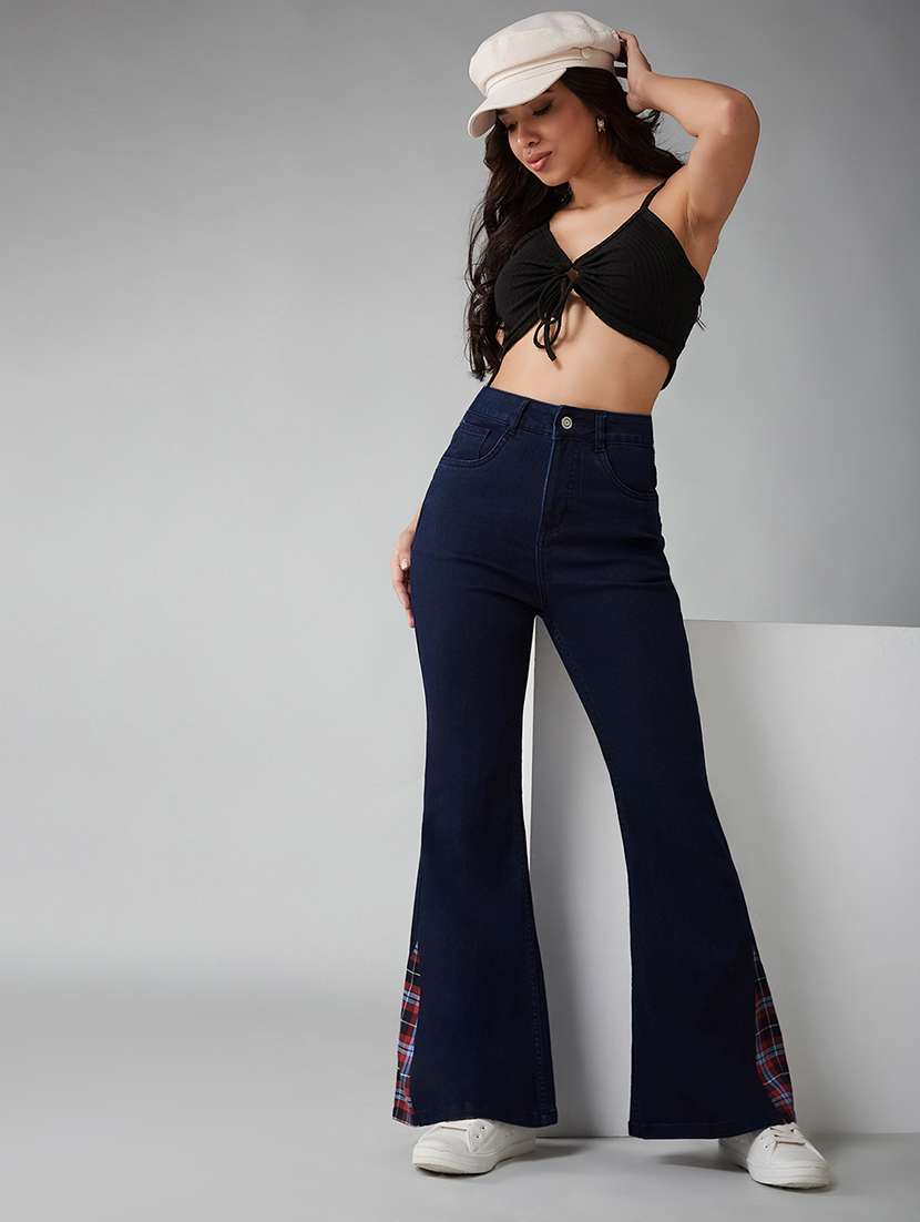 women patched high rise bootcut jeans - 22402294 -  Standard Image - 4