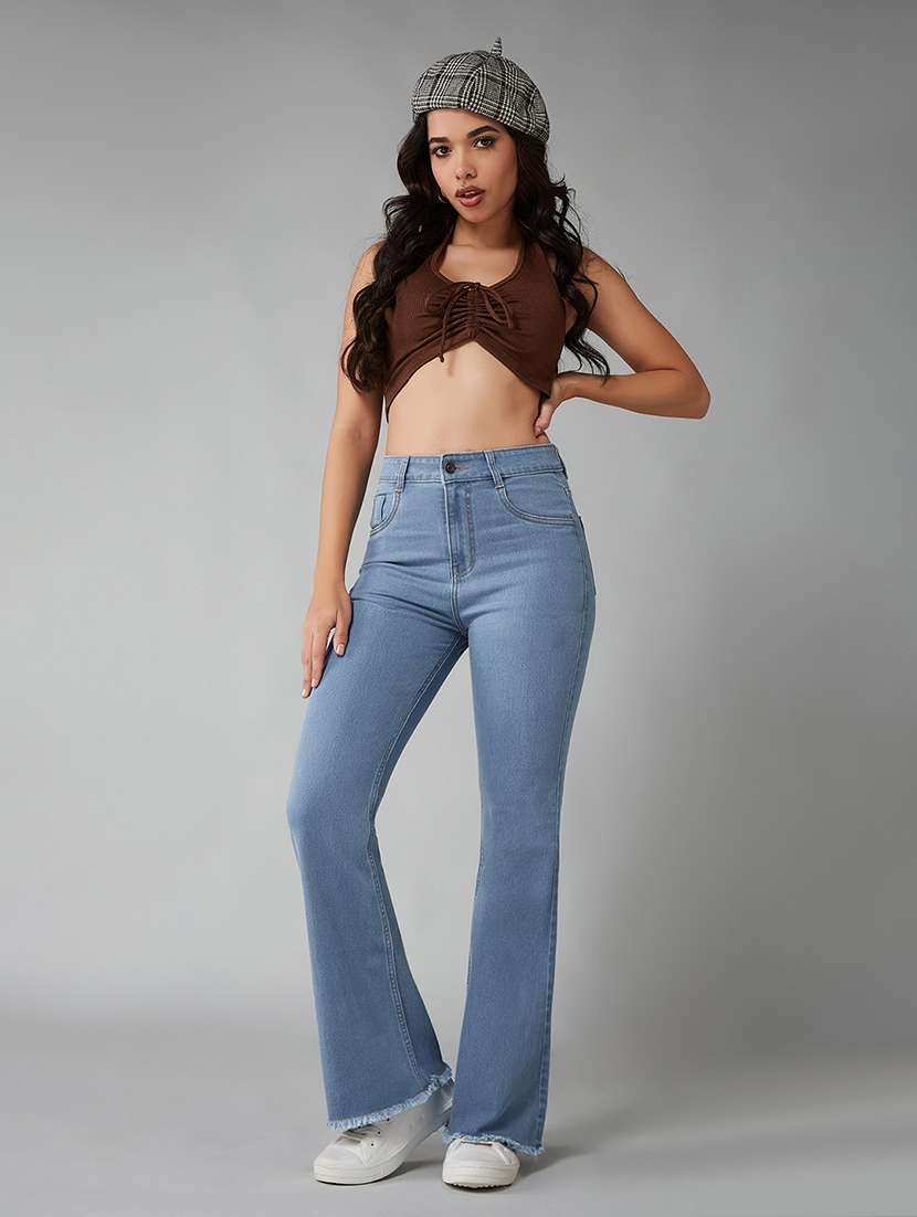 women solid high rise bootcut jeans - 22402299 -  Standard Image - 4