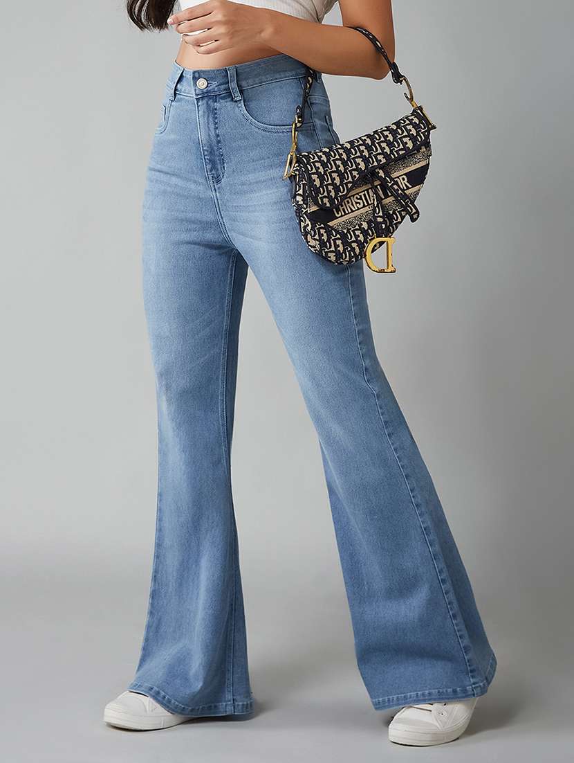 women solid high rise bootcut jeans - 22402301 -  Standard Image - 1