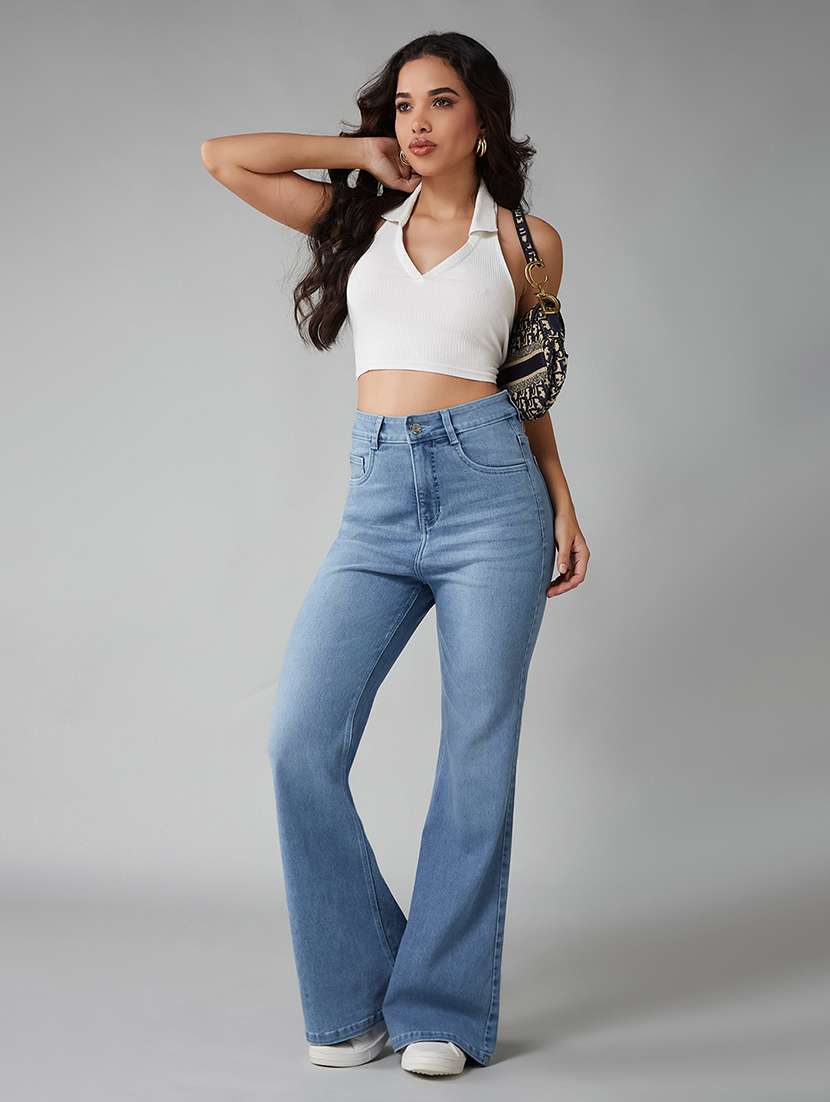 women solid high rise bootcut jeans - 22402301 -  Standard Image - 4