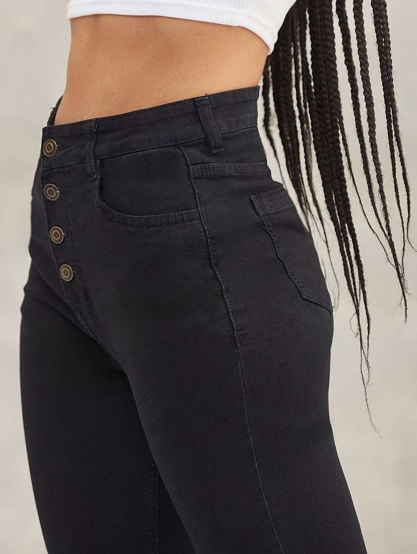 women solid high rise skinny jeans - 22402320 -  Standard Image - 1