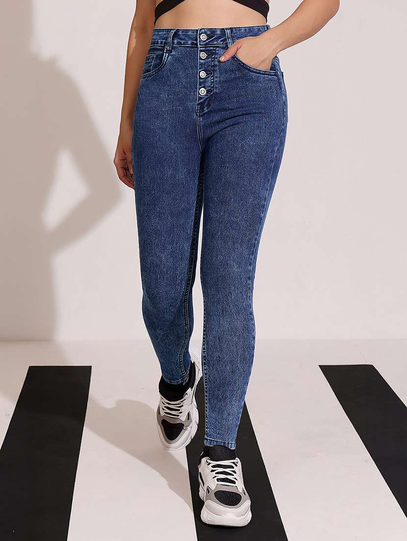 women solid high rise skinny jeans - 22402322 -  Standard Image - 1