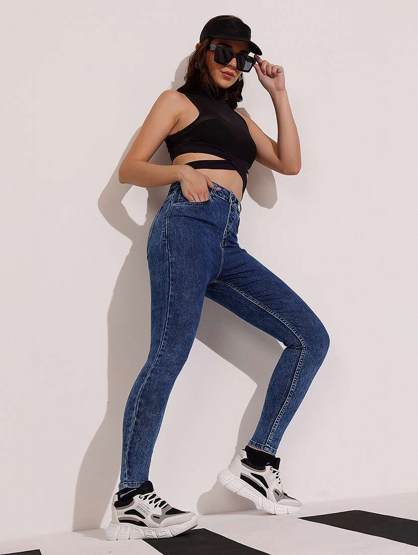 women solid high rise skinny jeans - 22402322 -  Standard Image - 4