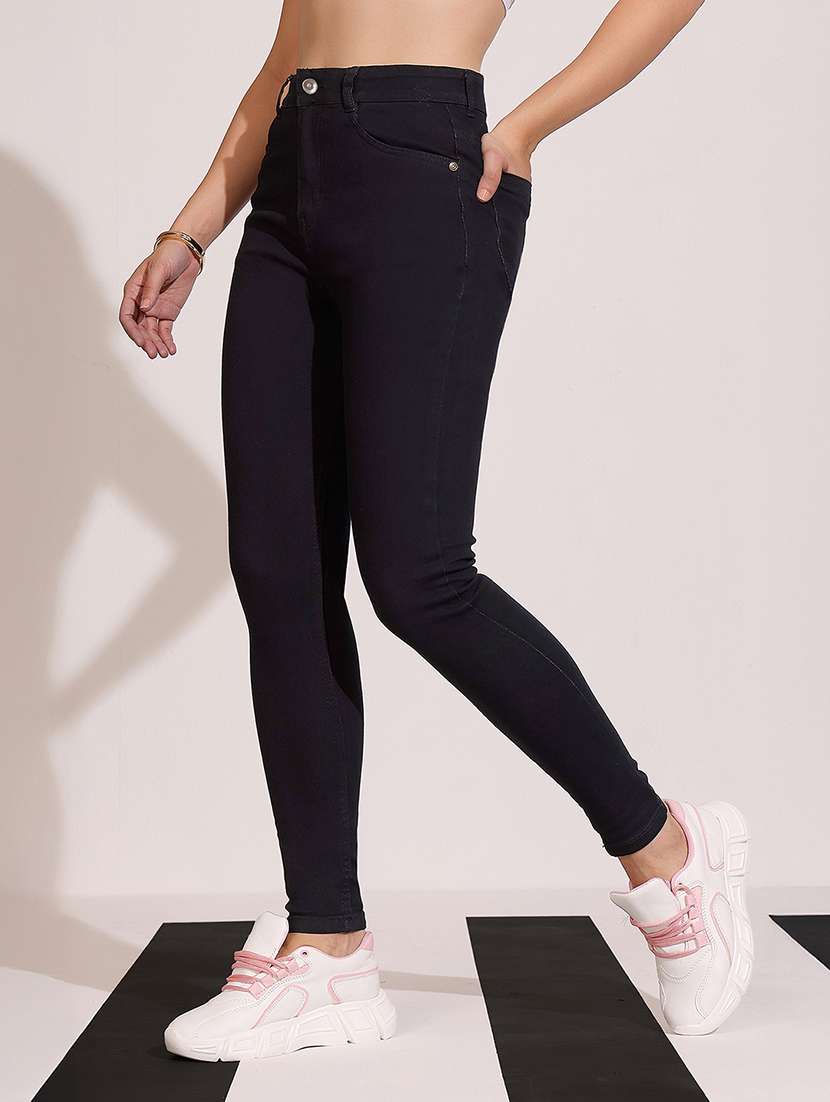 women solid high rise skinny jeans - 22402340 -  Standard Image - 1