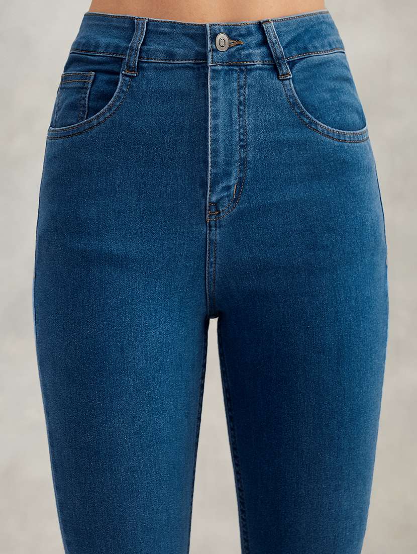 women solid high rise skinny jeans - 22402346 -  Standard Image - 1