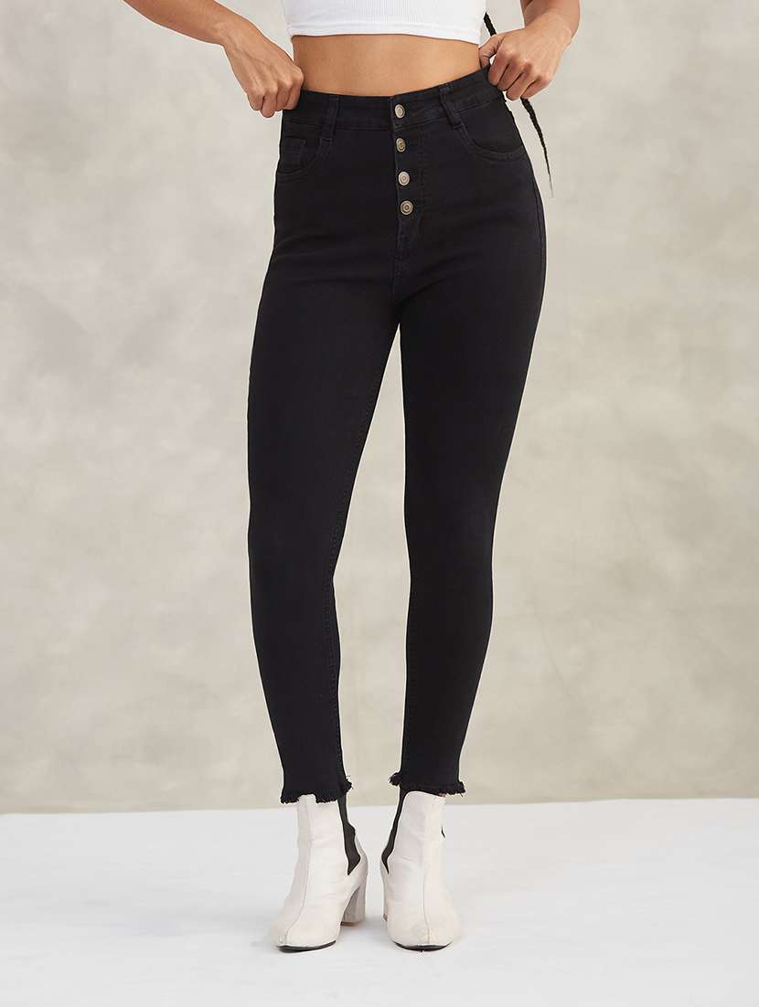 women solid high rise skinny jeans - 22402359 -  Standard Image - 1