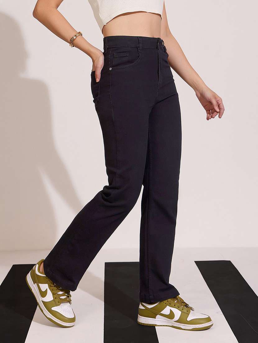 women solid high rise bootcut jeans - 22402361 -  Standard Image - 1