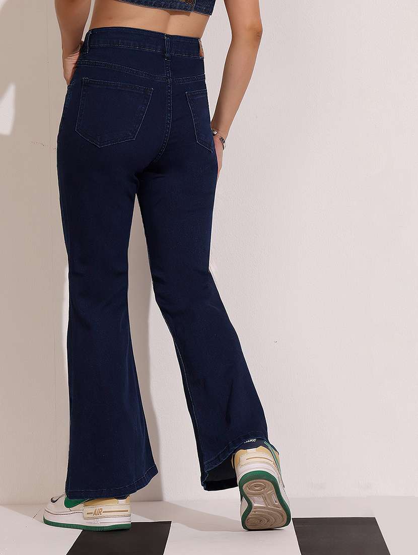 women solid high rise bootcut jeans - 22402363 -  Standard Image - 4