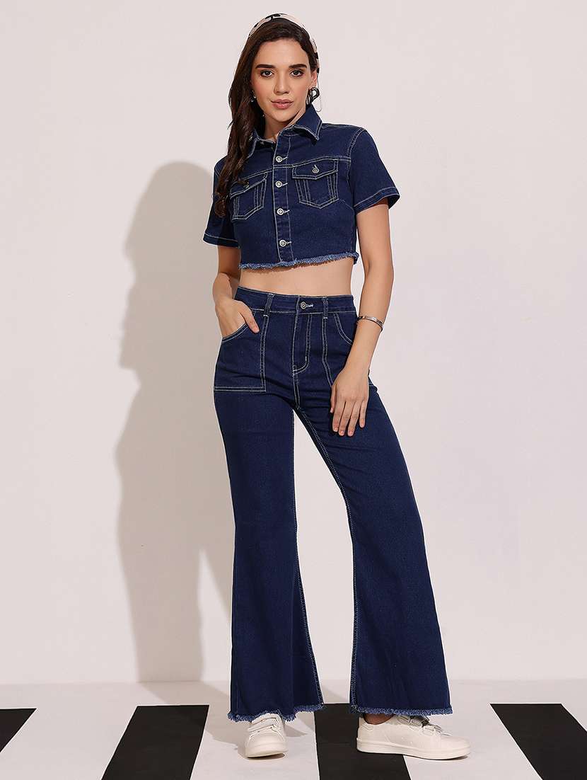 women solid top and trouser co-ord set - 22402391 -  Standard Image - 4