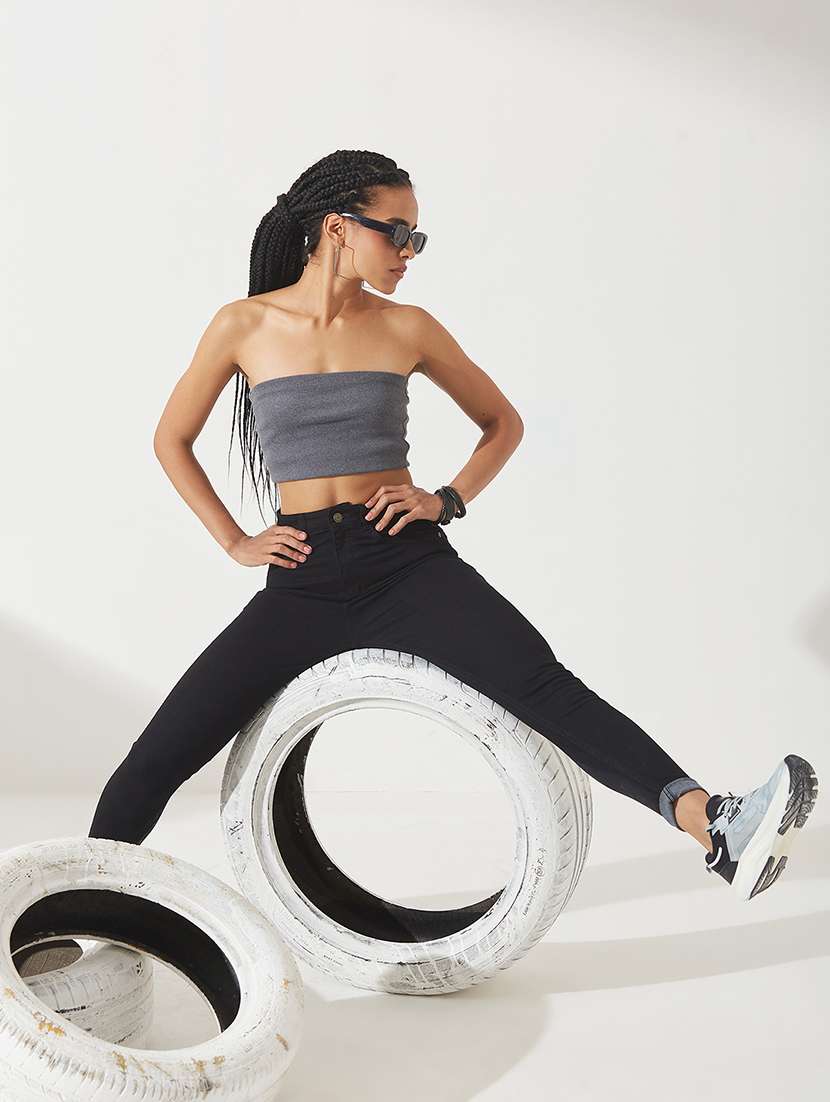 women solid high rise skinny jeans - 22402394 -  Standard Image - 4