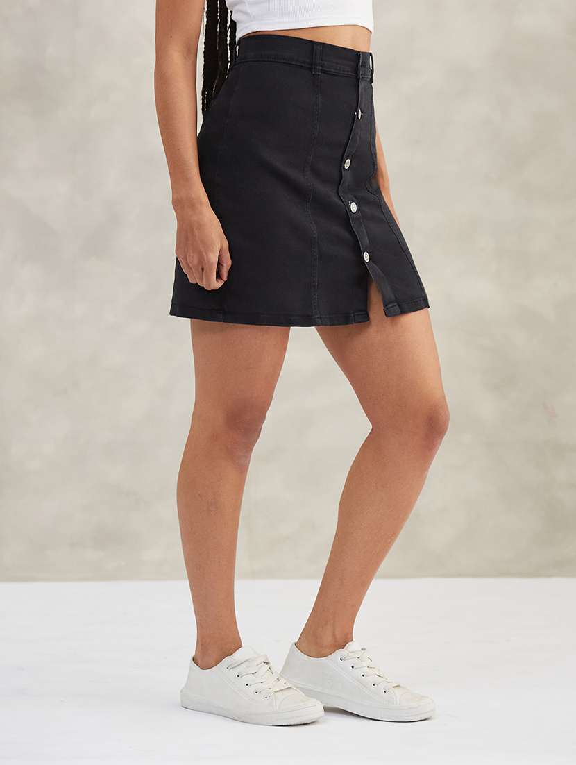 women solid high rise bodycon skirt - 22402469 -  Standard Image - 1