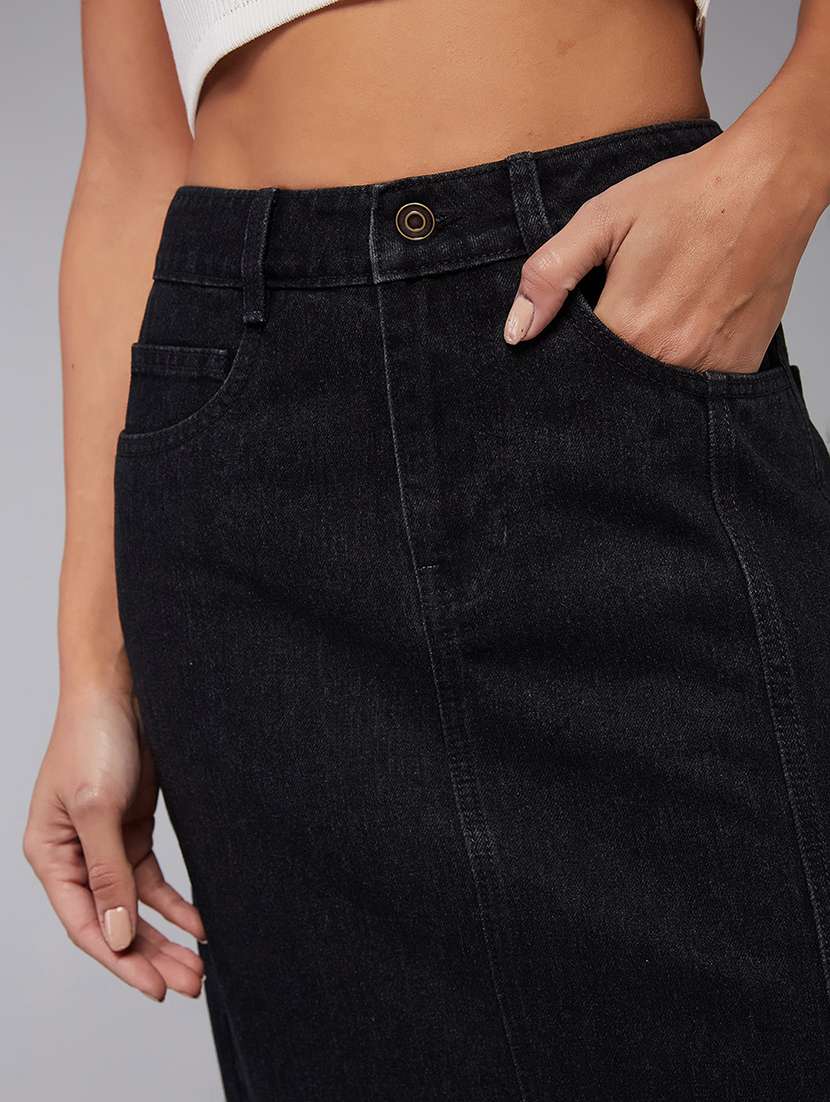 women solid high rise bodycon skirt - 22402472 -  Standard Image - 1