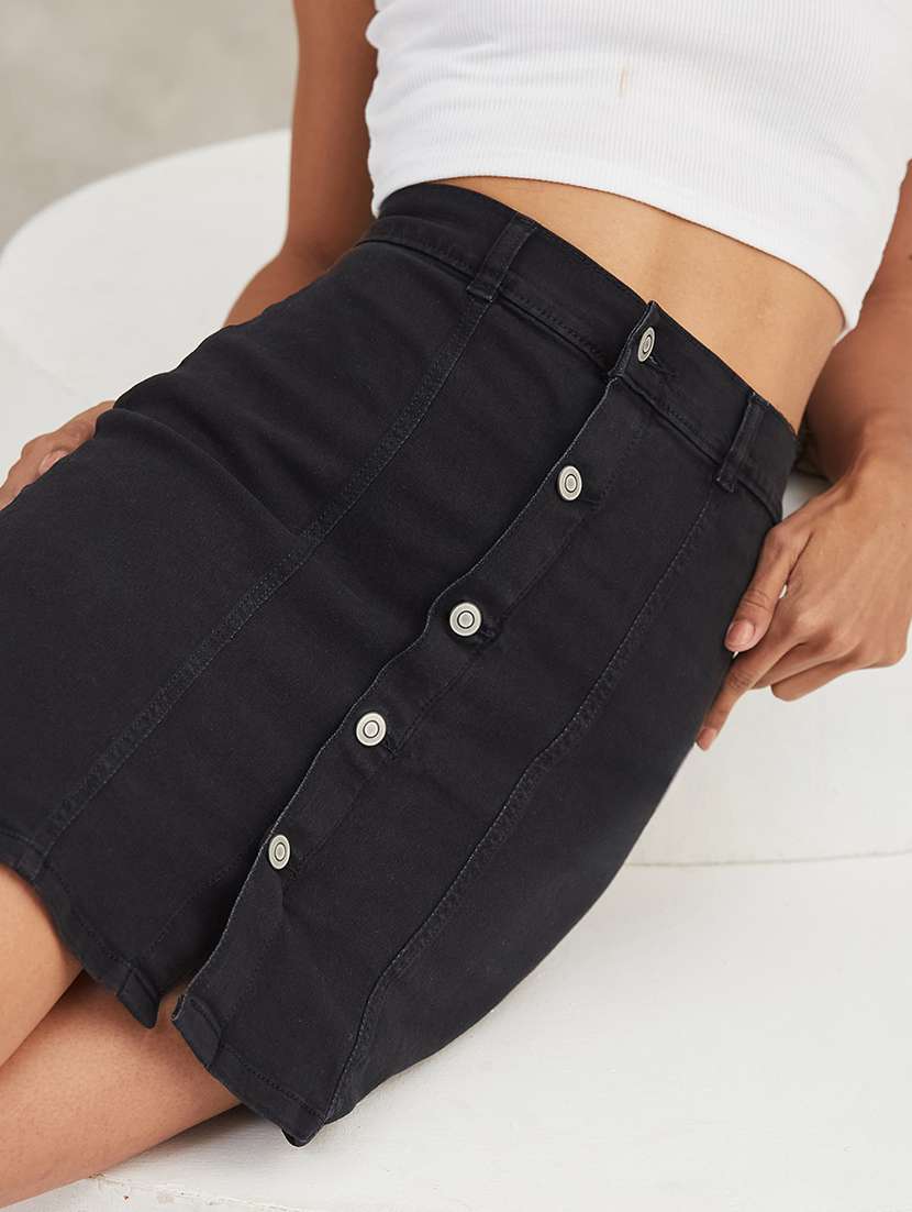 women solid high rise bodycon skirt - 22402474 -  Standard Image - 1