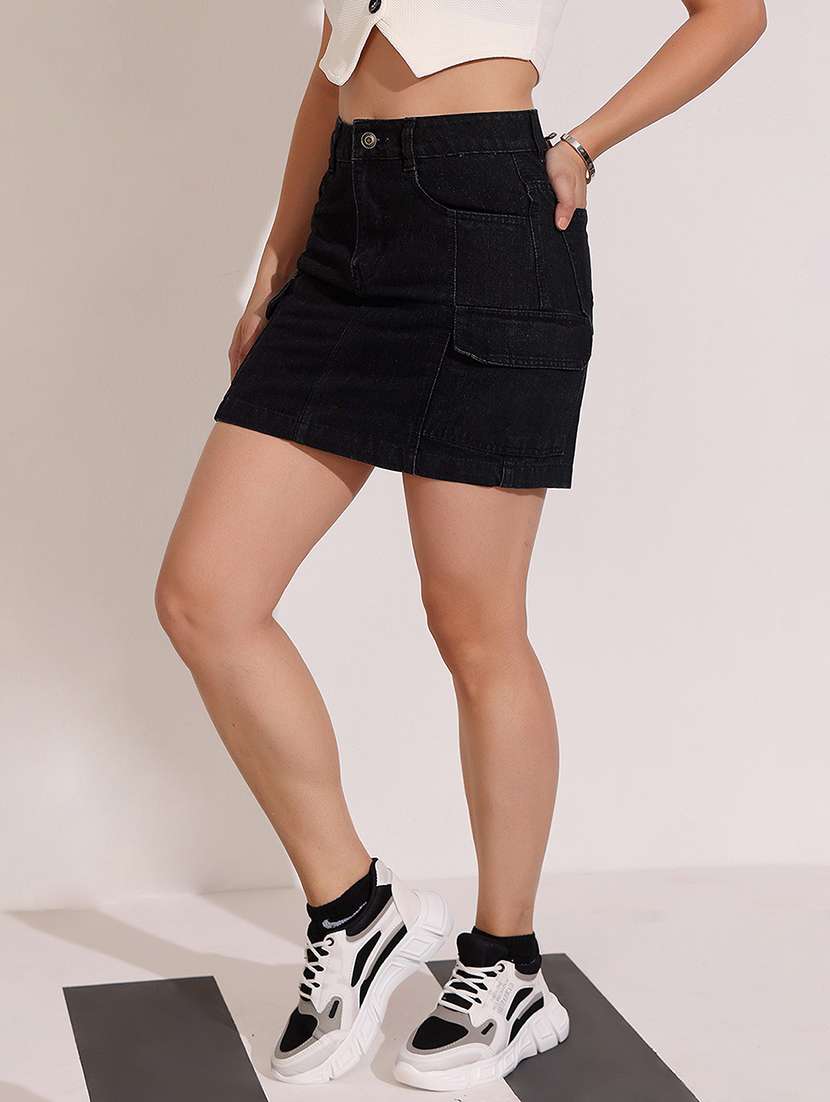 women solid high rise bodycon skirt - 22402486 -  Standard Image - 1