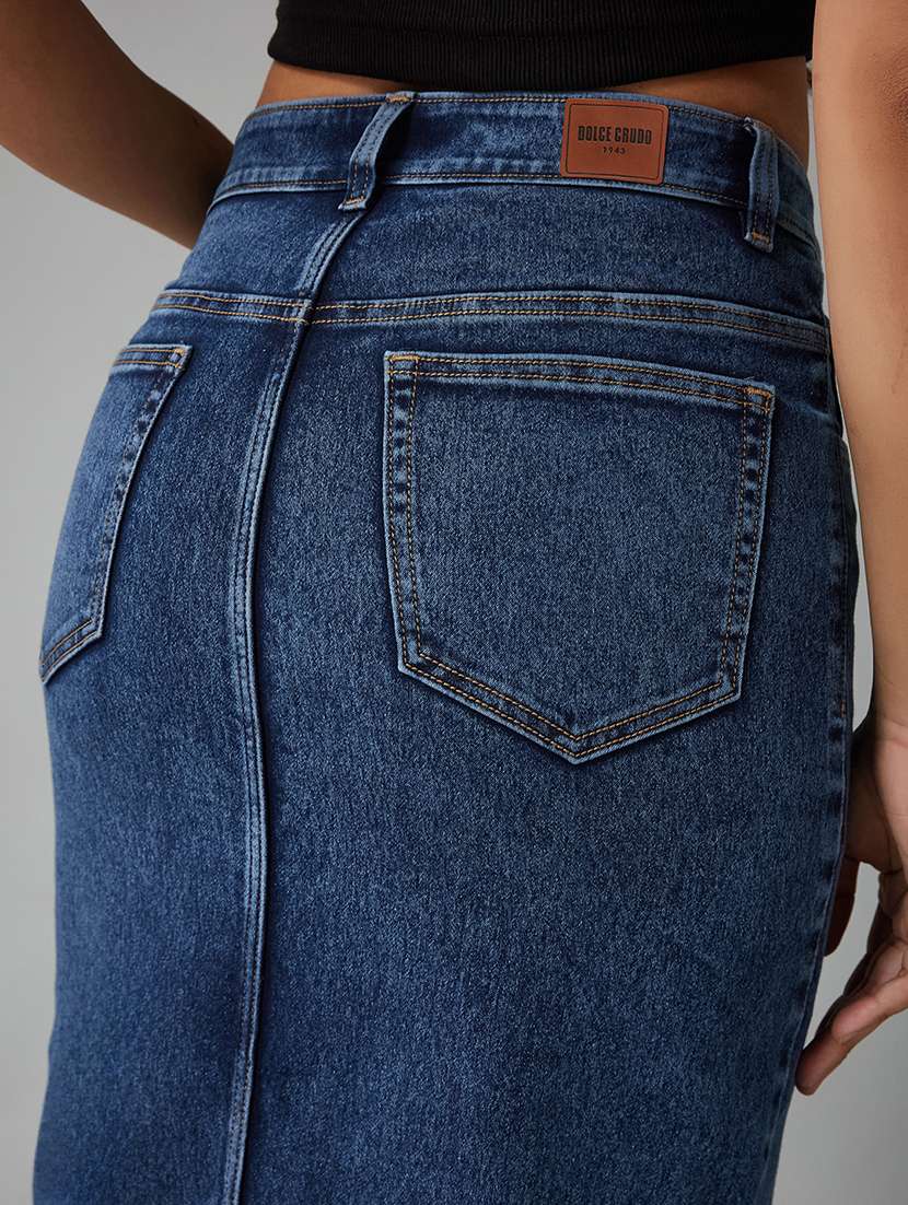 women solid high rise bodycon skirt - 22402491 -  Standard Image - 1