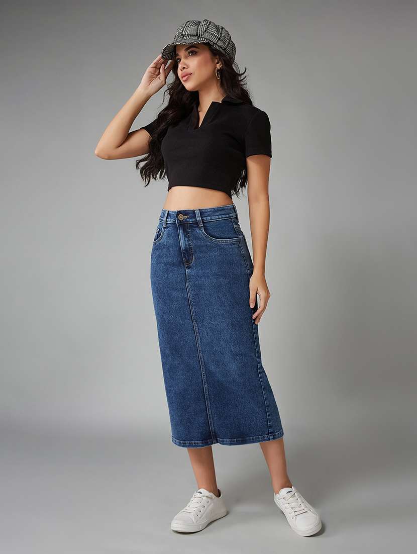 women solid high rise bodycon skirt - 22402491 -  Standard Image - 4