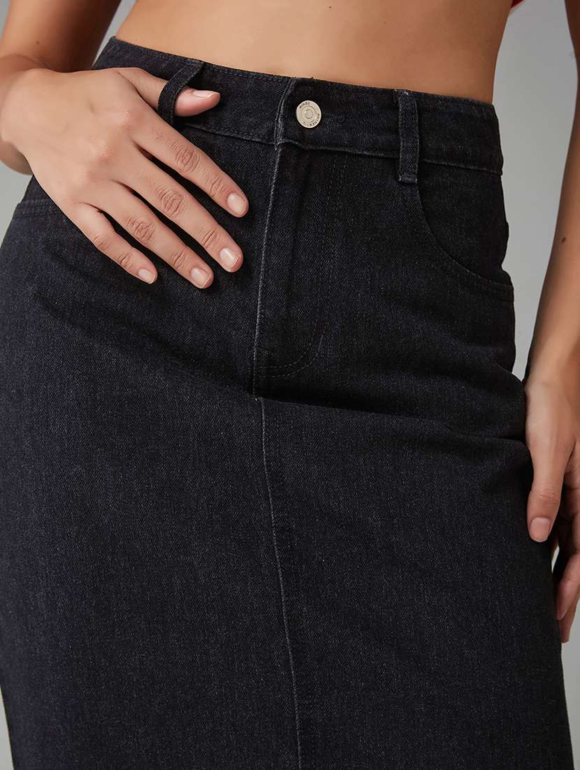 women solid high rise bodycon skirt - 22402495 -  Standard Image - 1