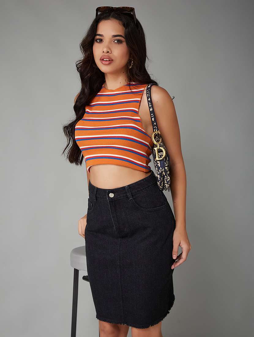 women solid high rise bodycon skirt - 22402495 -  Standard Image - 4