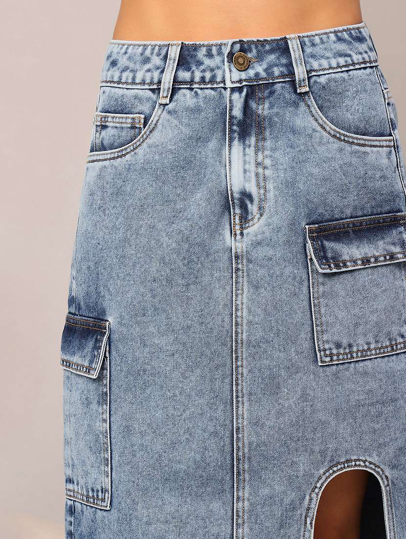 women solid high rise cargo skirt - 22402498 -  Standard Image - 1