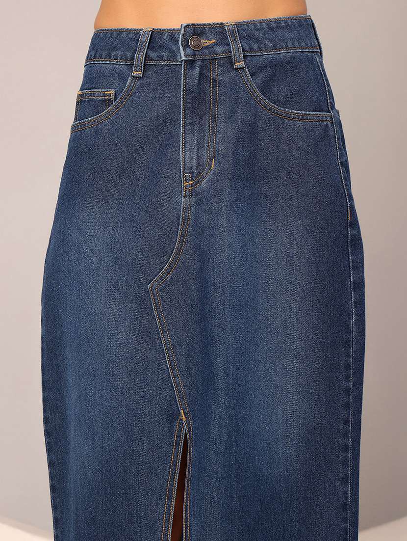 women solid high rise straight skirt - 22402500 -  Standard Image - 1