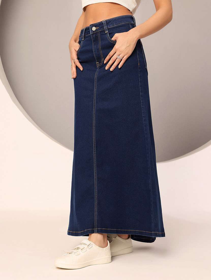 women solid high rise a-line skirt - 22402510 -  Standard Image - 1