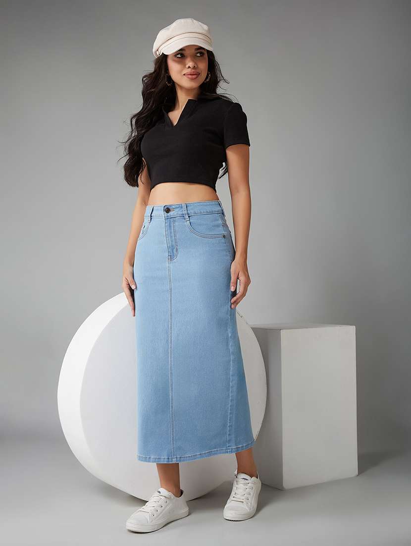 women solid high rise bodycon skirt - 22402516 -  Standard Image - 4