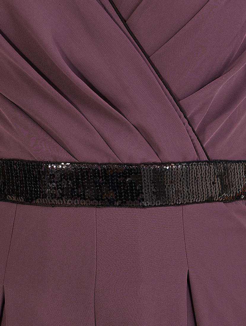 women solid overlap neck flared jumpsuit - 22402535 -  Standard Image - 1