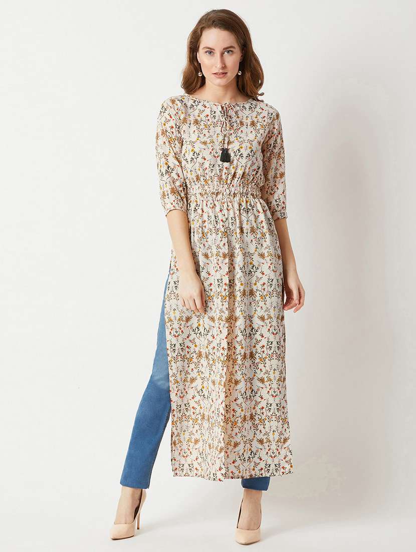 women printed three quarter sleeve tunic - 22402576 -  Standard Image - 1