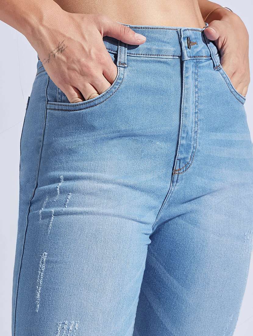 women distressed high rise skinny jeans - 22402601 -  Standard Image - 1