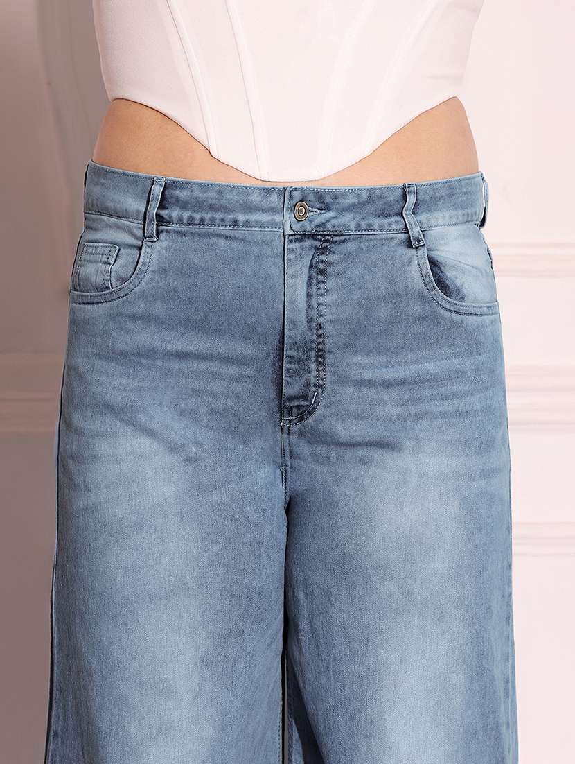 women solid high rise wide leg jeans - 22402611 -  Standard Image - 1
