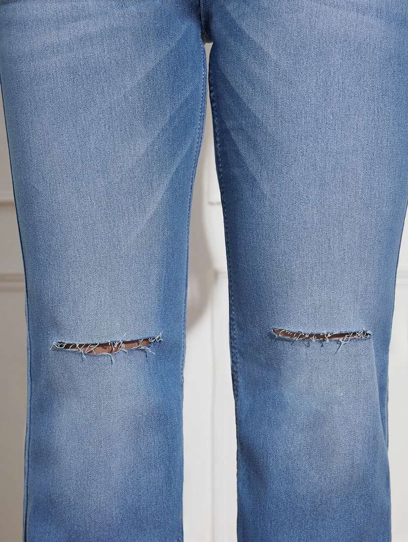 women slash knee high rise bootcut jeans - 22402614 -  Standard Image - 4
