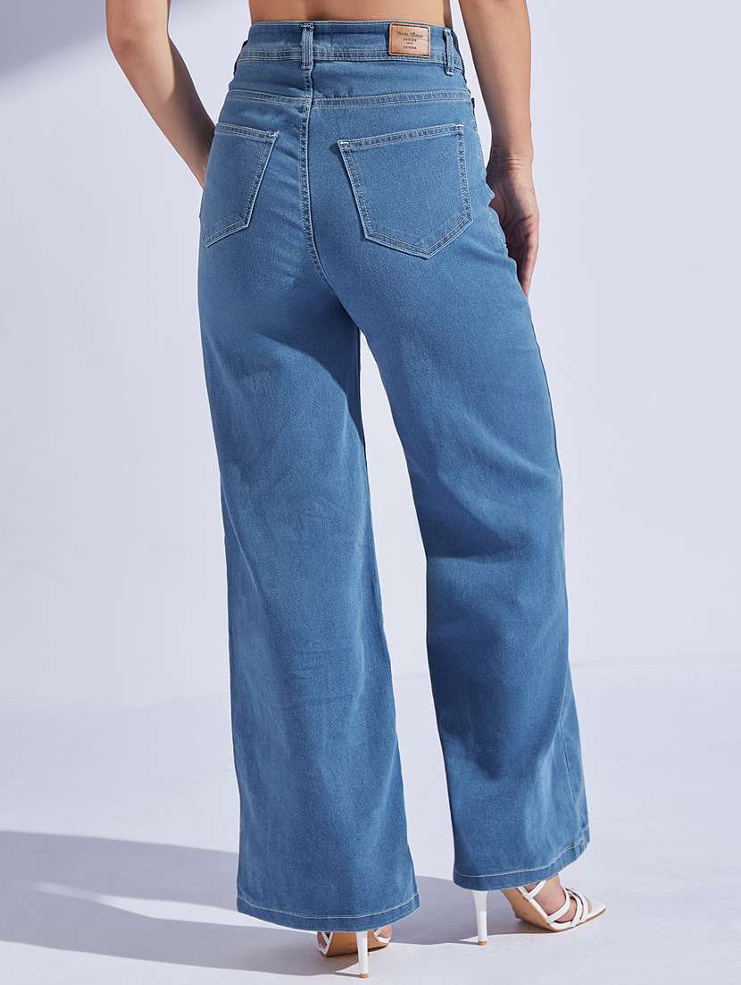 women solid high rise wide leg jeans - 22402615 -  Standard Image - 4