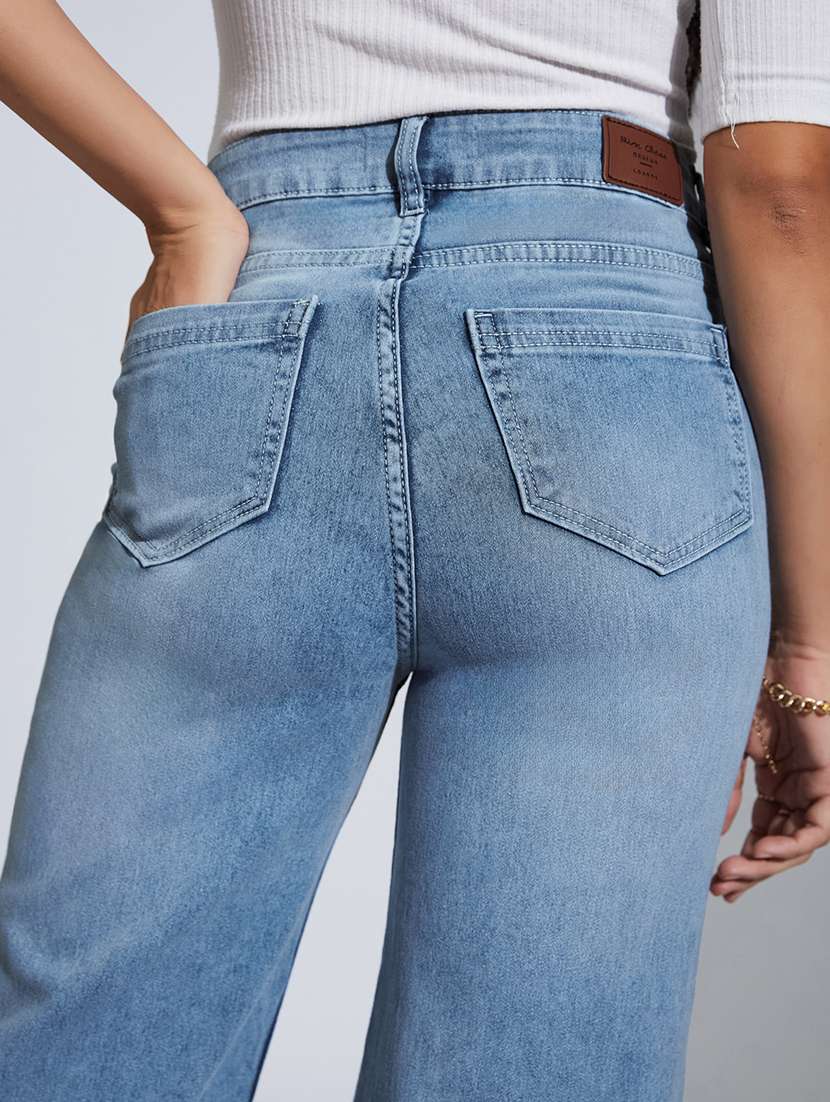 women solid high rise wide leg jeans - 22402617 -  Standard Image - 1