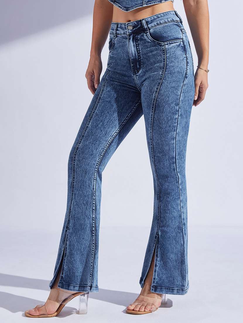 women solid high rise bootcut jeans - 22402628 -  Standard Image - 1