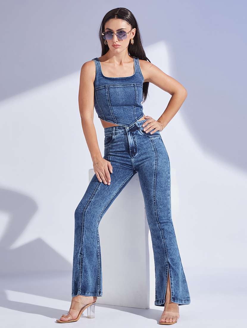 women solid high rise bootcut jeans - 22402628 -  Standard Image - 4