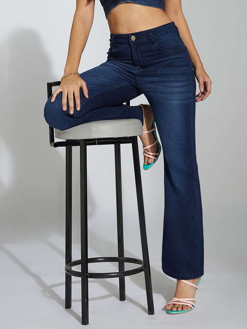 women solid high rise bootcut jeans - 22402638 -  Standard Image - 4