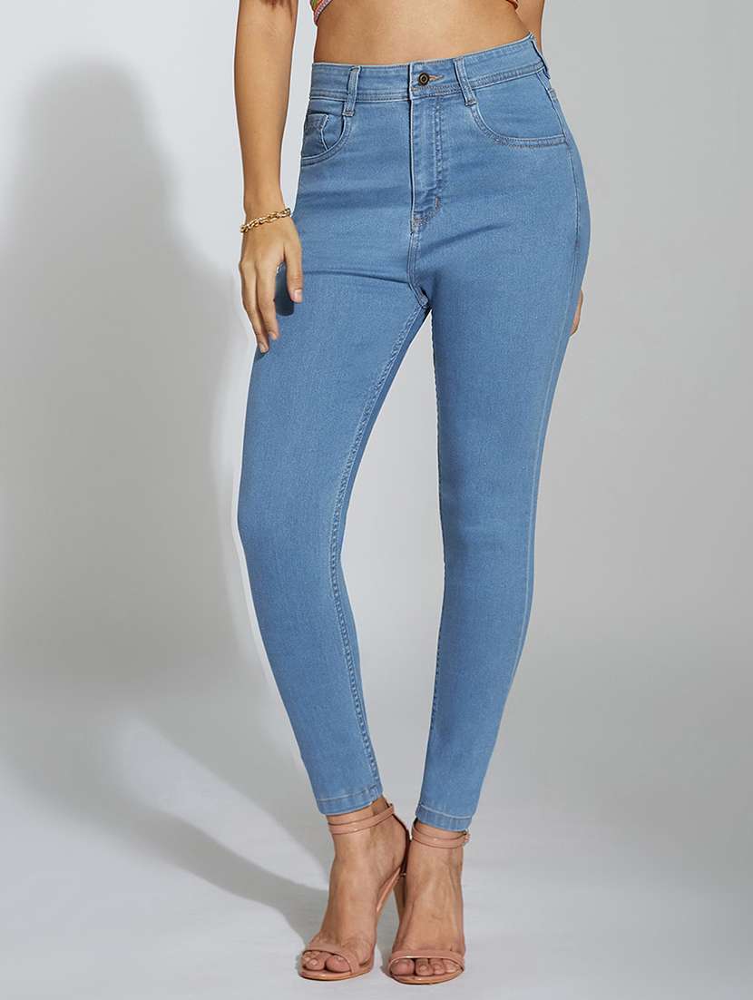 women solid high rise skinny jeans - 22402639 -  Standard Image - 1