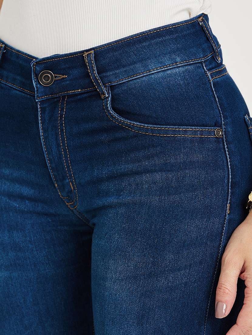 women solid high rise bootcut jeans - 22402655 -  Standard Image - 1