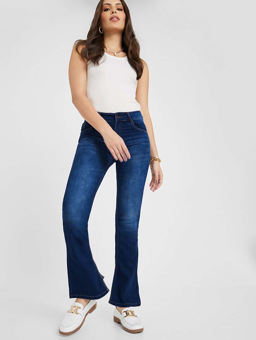 women solid high rise bootcut jeans - 22402655 -  Standard Image - 4