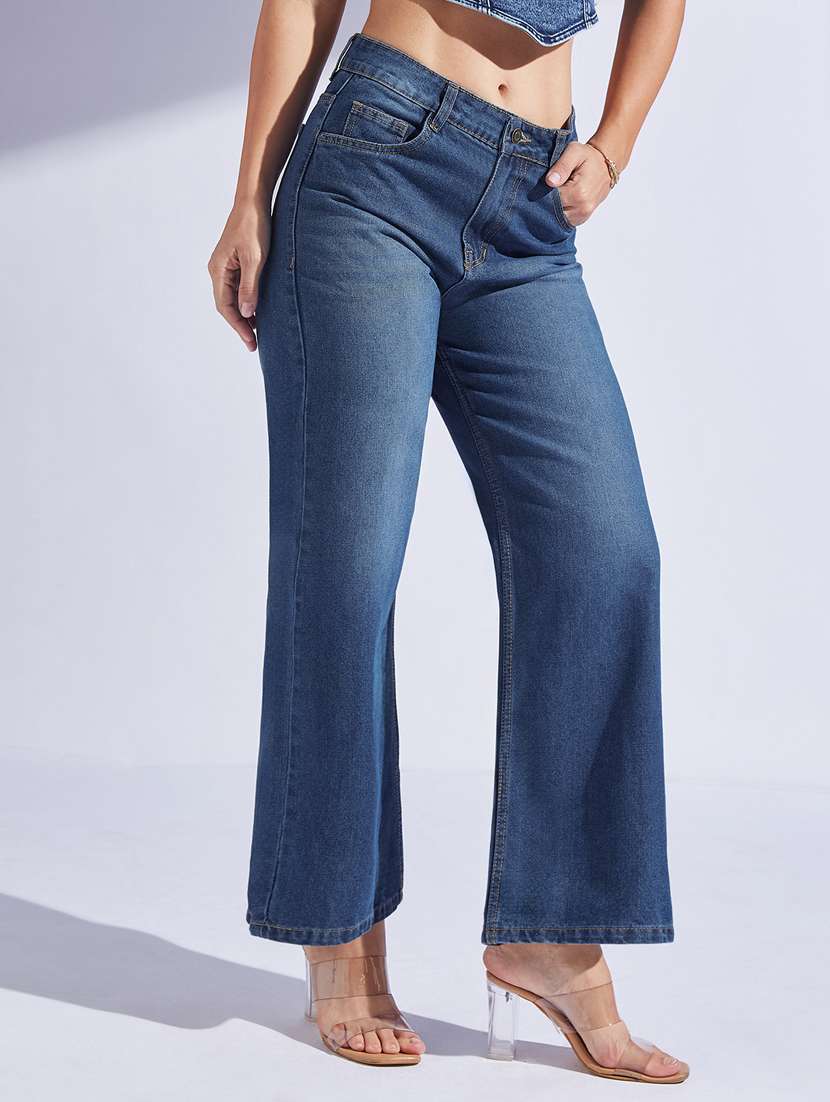 women solid high rise bootcut jeans - 22402656 -  Standard Image - 1