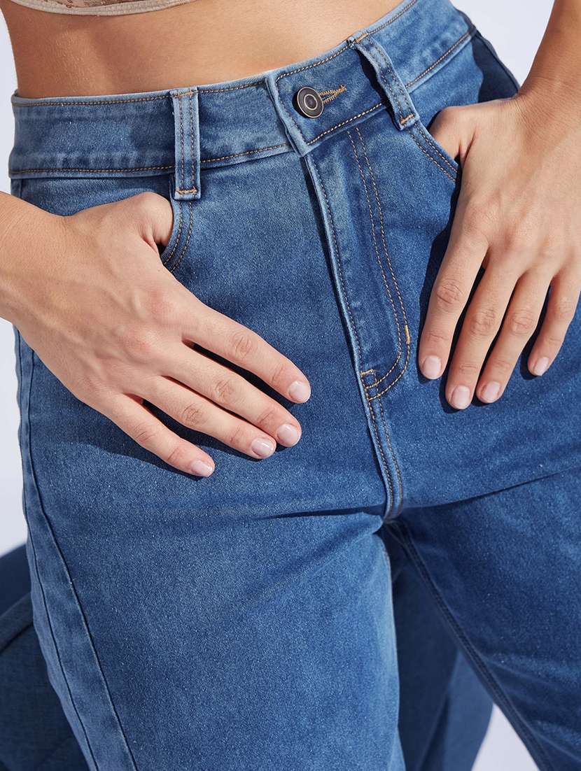 women solid high rise wide leg jeans - 22402684 -  Standard Image - 1
