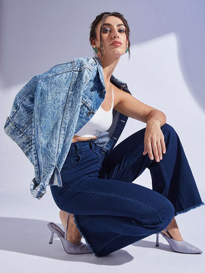 women solid high rise wide leg jeans - 22402703 -  Standard Image - 4