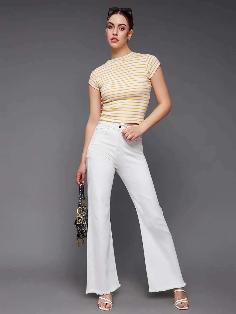 women solid high rise bootcut jeans - 22402713 -  Standard Image - 4