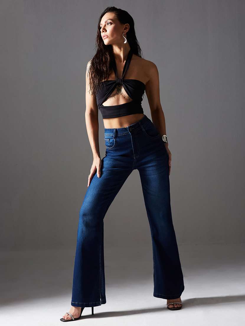 women solid high rise bootcut jeans - 22402734 -  Standard Image - 4