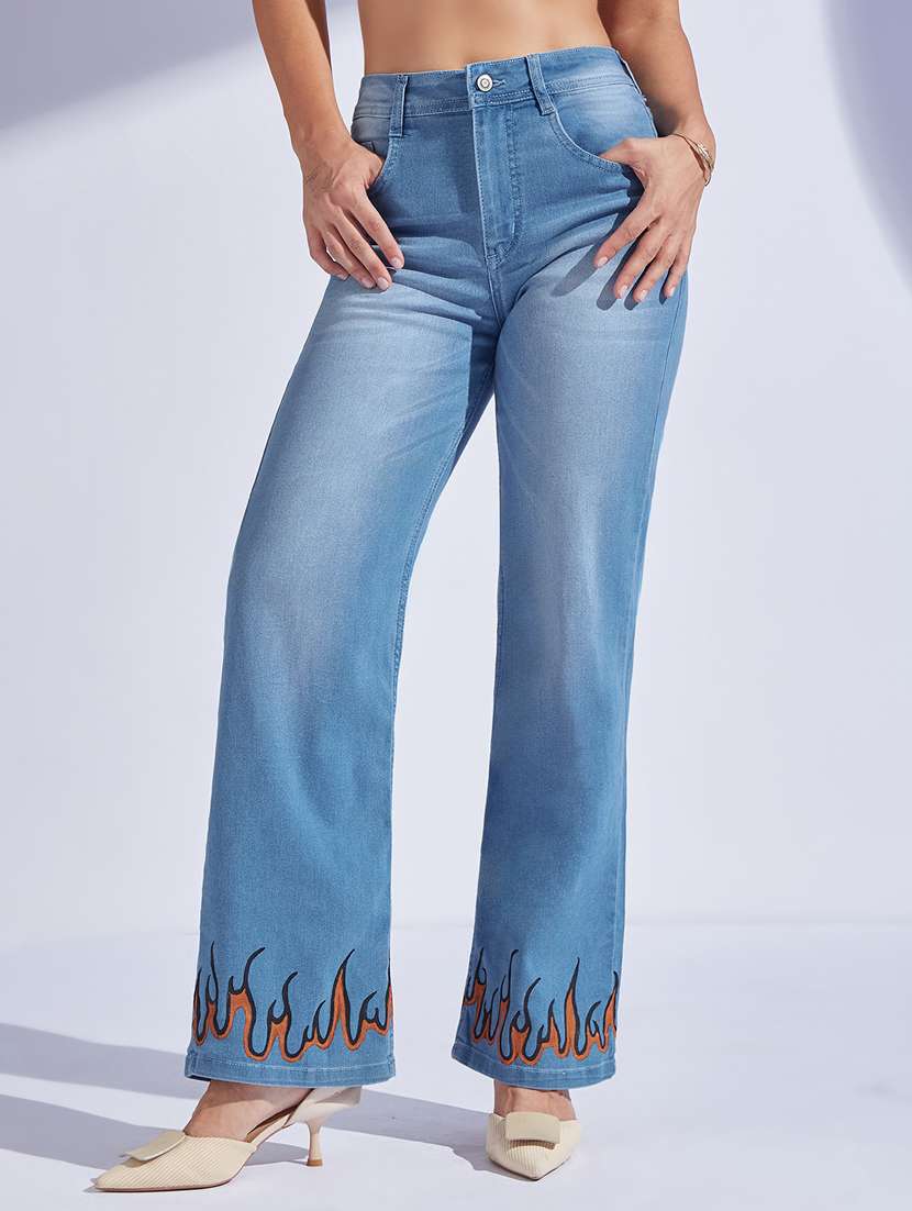 women printed high rise straight jeans - 22402735 -  Standard Image - 1